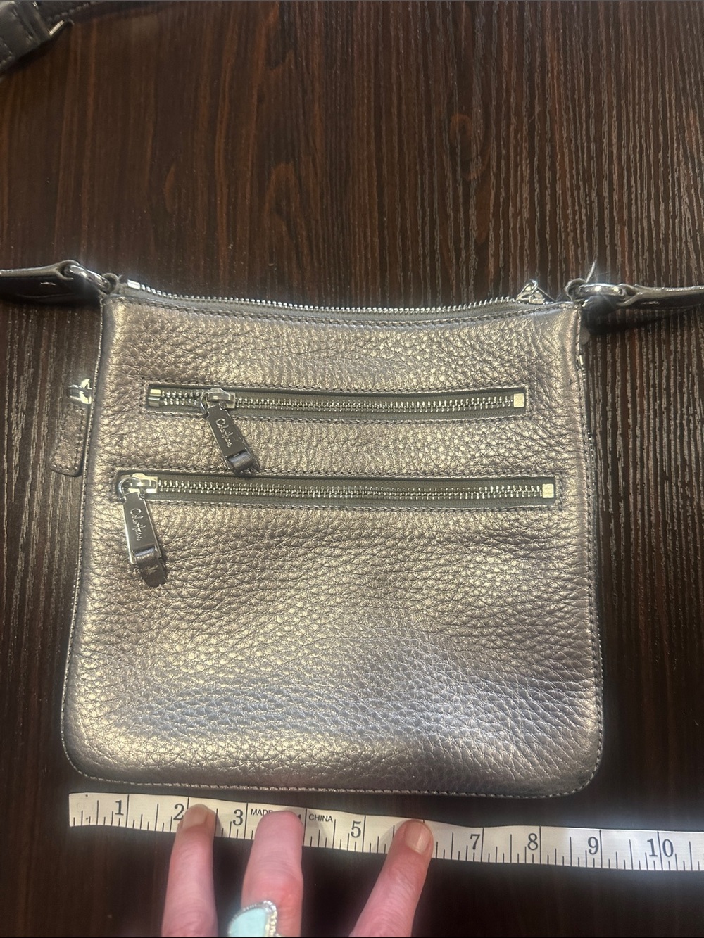 Cole Haan Leather Crossbody Bag in Metallic Silver - Picture 6 of 7